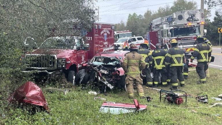 MCFR ambulance collides head on with red car in Marion County on March 5, 2024 (Photo by MCFR) 2