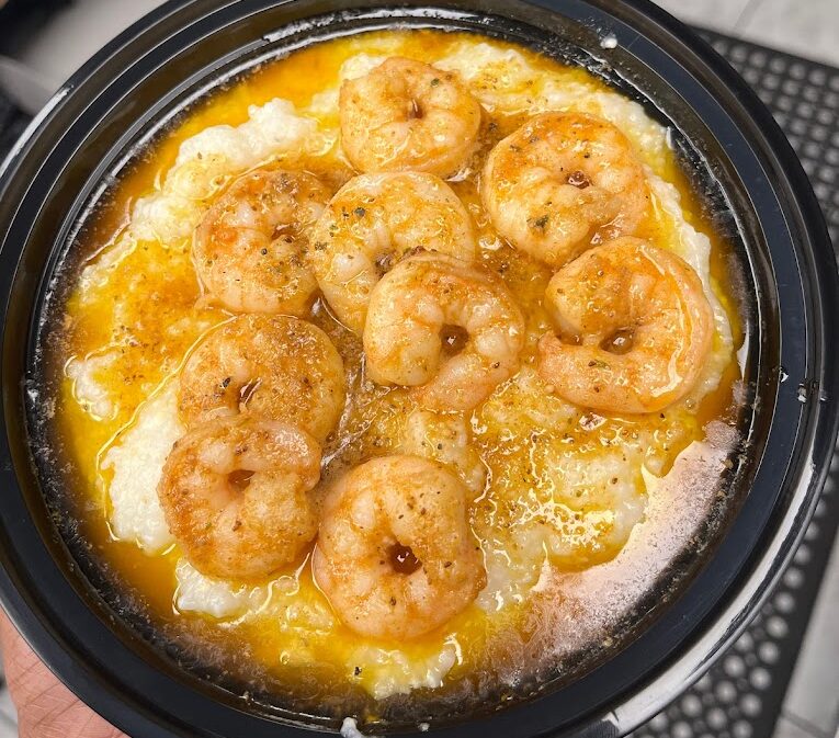 Shrimp and grits at The Waffle Shop